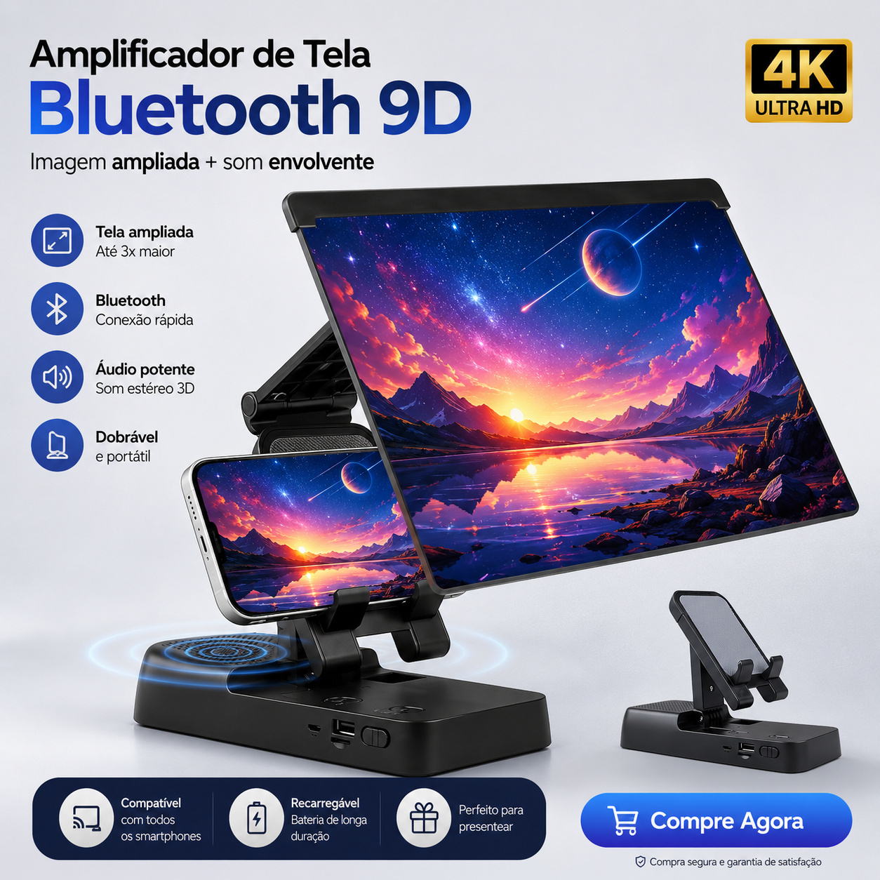 SoundMax 9D — Amplificador de Pantalla con Altavoz Bluetooth