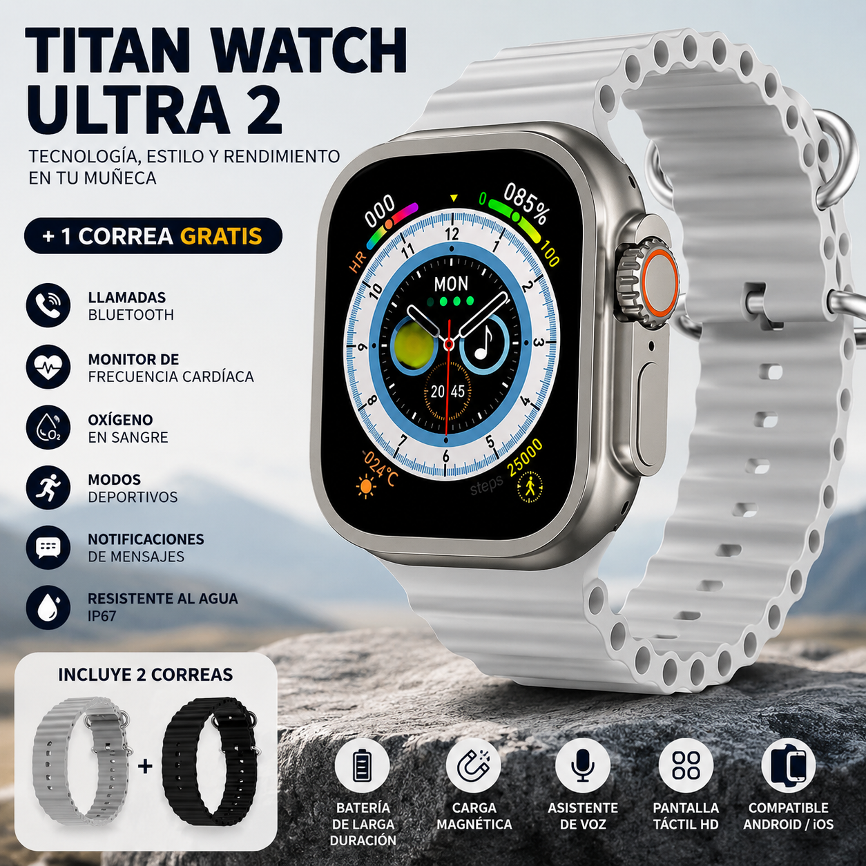 UltraX Watch Pro 2 — Smartwatch con Llamadas y Monitor de Salud
