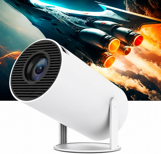 Proyector Portátil Home Cinema 4K — WiFi, Bluetooth y Rotación 180°
