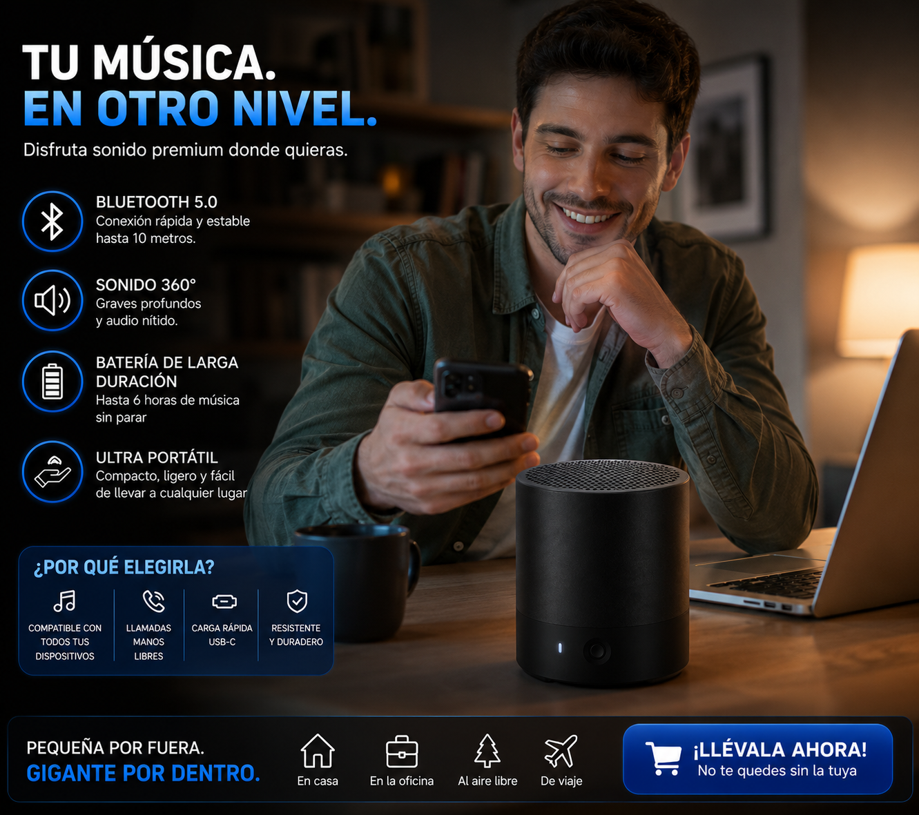 SoundGo Mini — Altavoz Bluetooth Compacto con IPX4
