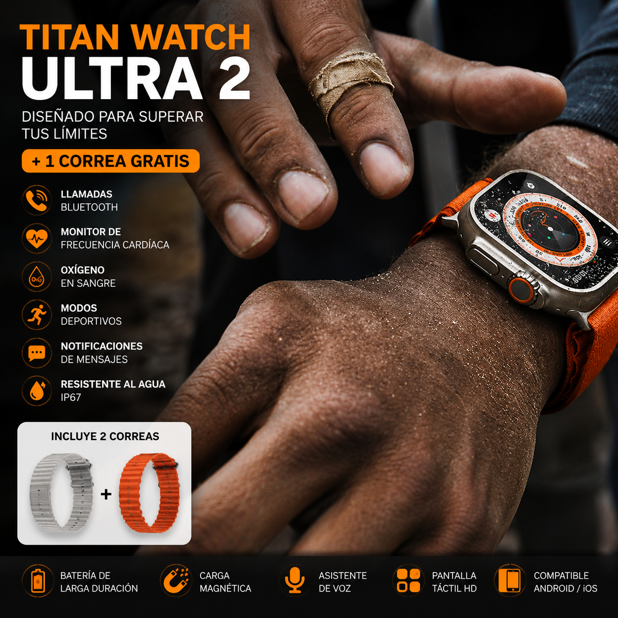 UltraX Watch Pro 2 — Smartwatch con Llamadas y Monitor de Salud