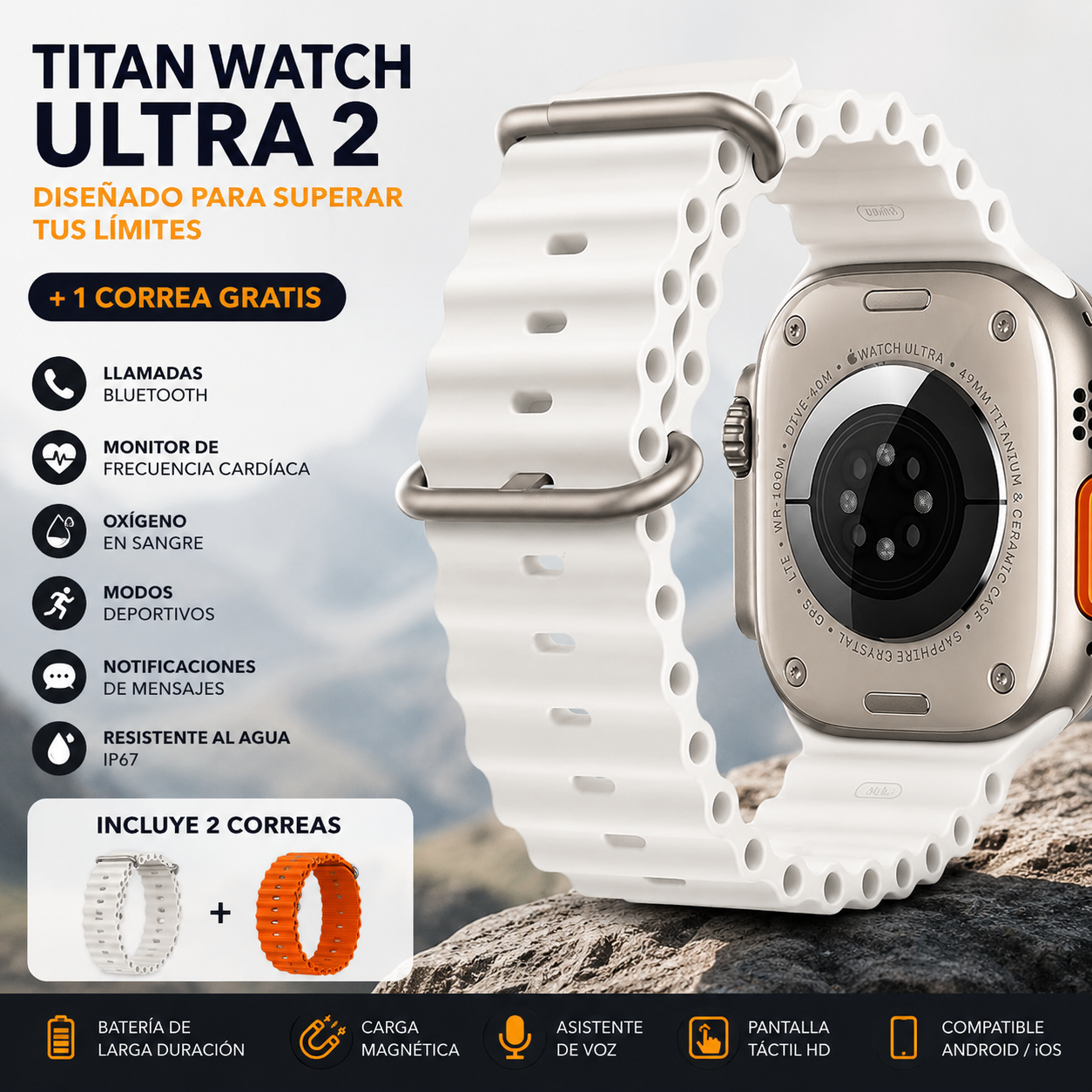 UltraX Watch Pro 2 — Smartwatch con Llamadas y Monitor de Salud